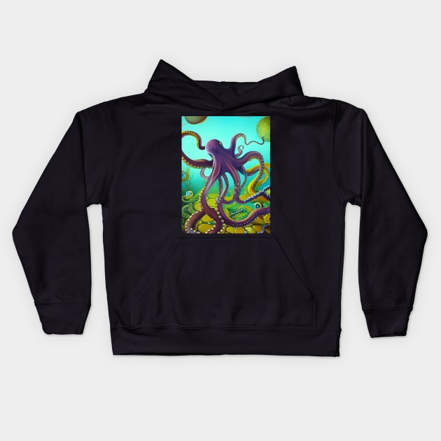 Octopus's Garden Kids Hoodie by LyndiiLoubie